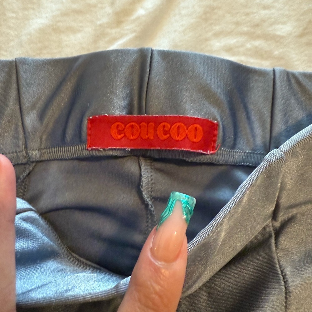 Chic Metallic Gray Wrap Blouse - image 3